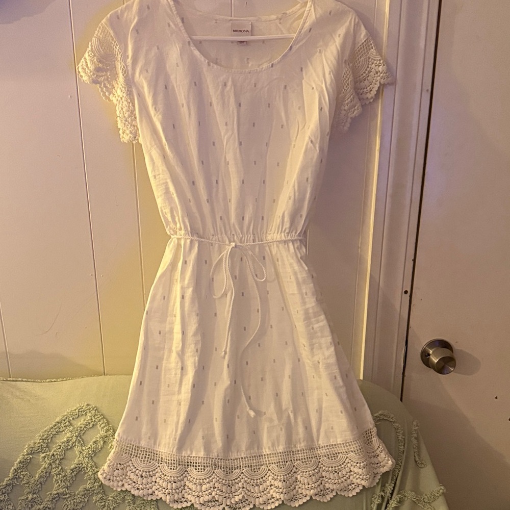 Mossimo Supply Co. White Crochet-Trim Summer Mini Dress